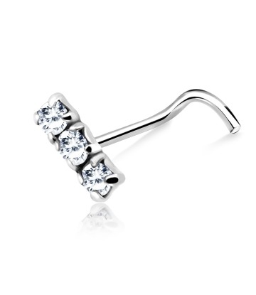 Tri Stone Curved Nose Stud NSKB-831